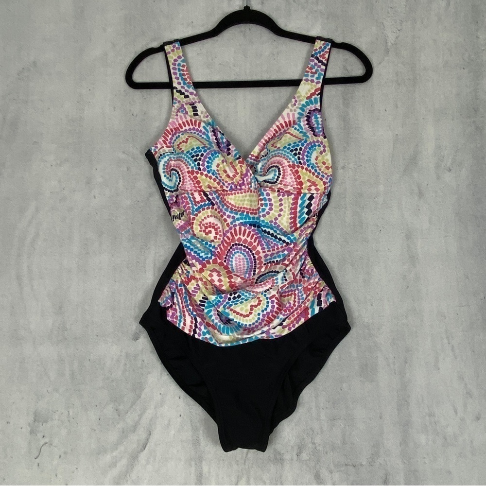 Beach Diva One Piece Swimsuit Size 10 Padded Cups Ruched Sides